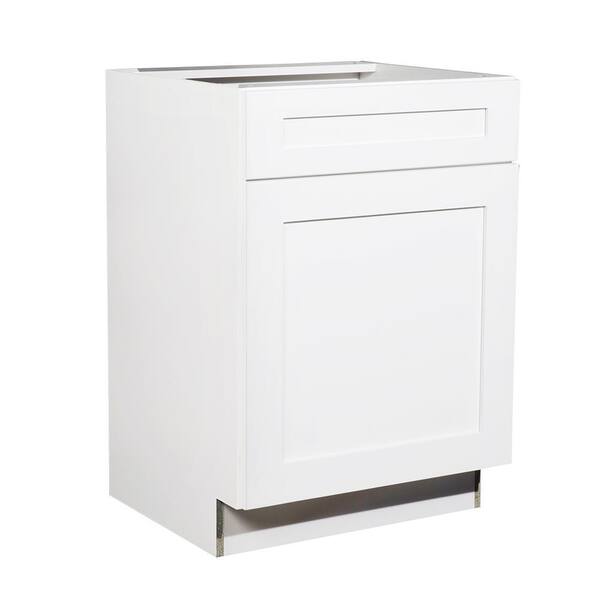 Krosswood Doors Ready to Assemble 24x34.5x21 in. Shaker 1 Door Vanity Sink Base Cabinet in White with Soft-Close