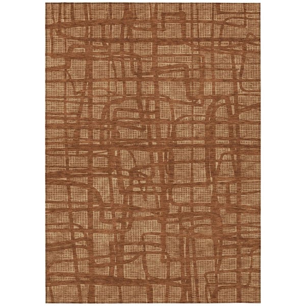 Chantille Machine Washable Indoor/Outdoor Abstract ACN2491 Paprika 5 ft. x 7 ft. 6 in. Area Rug