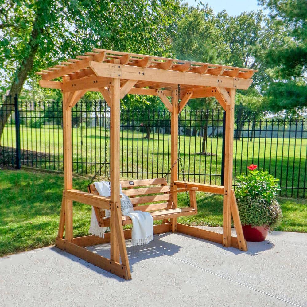 Cedar Double Seating Outdoor Pergola Swing Chair