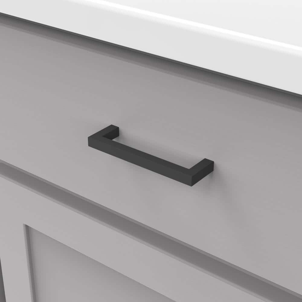 Matte Black Aluminum 3-3/4" Modern Bar Pulls with Mounting Hardware