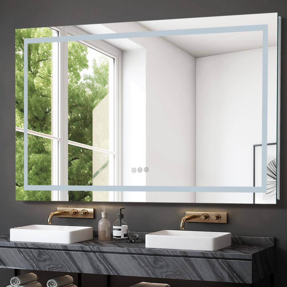 Interbath 72 in. W x 48 in. H Large Rectangular Frameless LED Mirror
