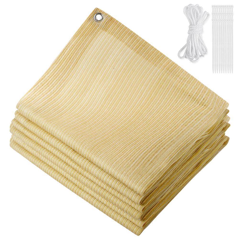 6 ft. x 10 ft. Beige HDPE Patio Sun Shade Cloth