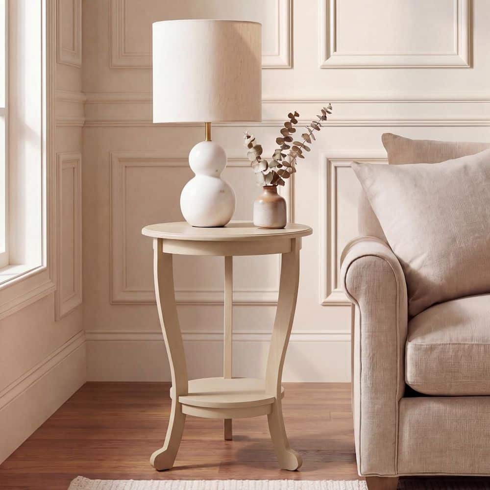 Mary 18.1 in. Sand Round Wood End Table price history on PriceWatchPro