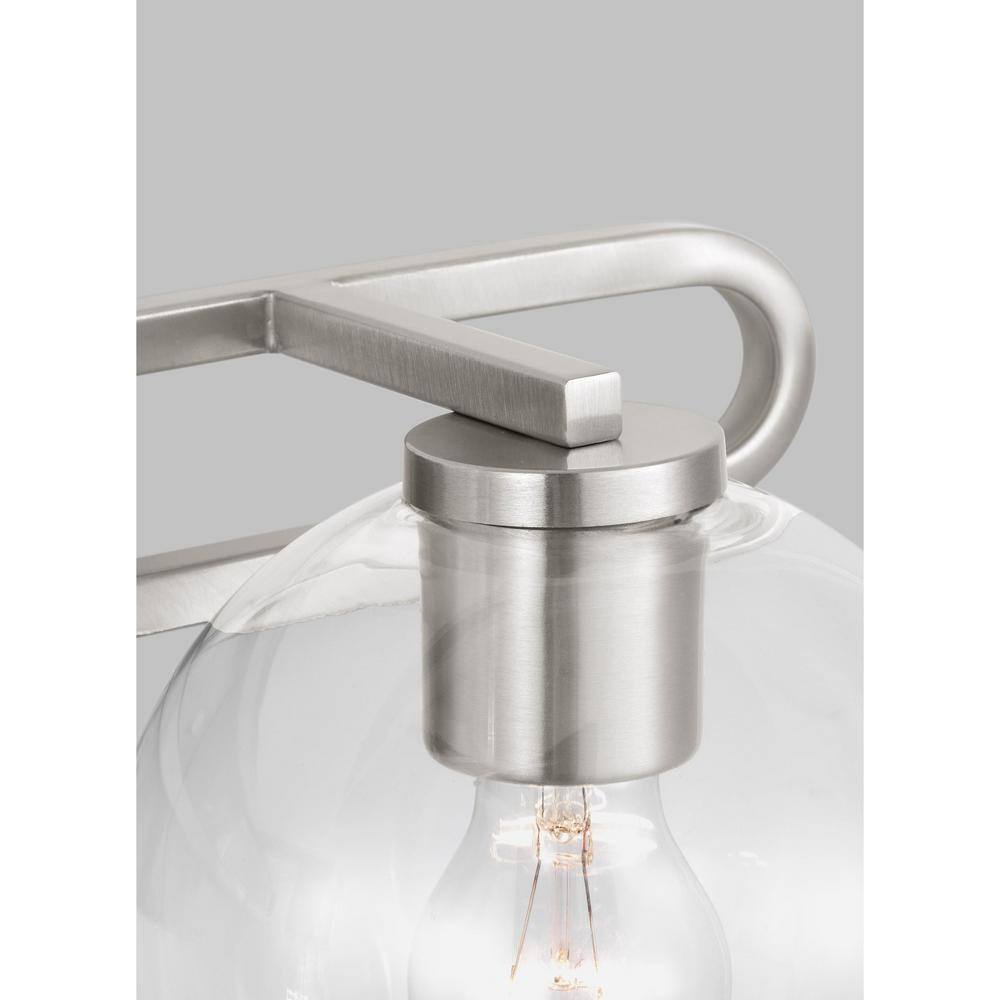 Codyn Brushed Nickel Clear Glass 2-Light Vanity Fixture