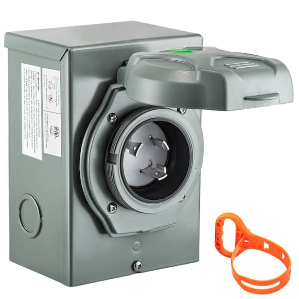 VEVOR Generator Inlet Box 30 Amp L5-30P Power Inlet Box 3 Prong 1 Space 120/250-Volt 7500-Watt 10AWG ETL Listed for RV Use