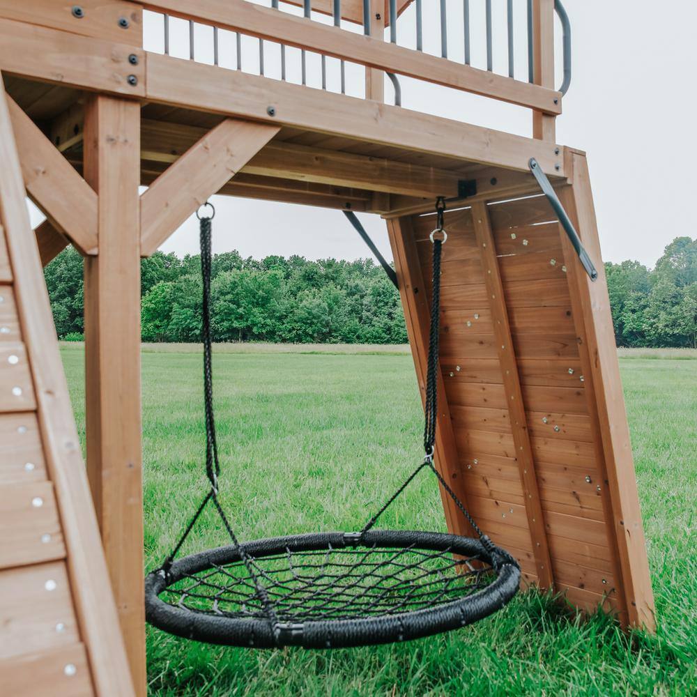 Sterling Point Wooden Swing Set with Yellow Slide