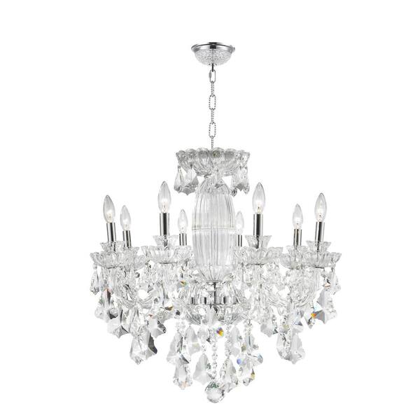 Worldwide Lighting Olde World 8-Light Polished Chrome and Clear Crystal Chandelier