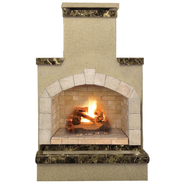 Cal Flame 78 in. Tile and Stucco Propane Gas Outdoor Fireplace