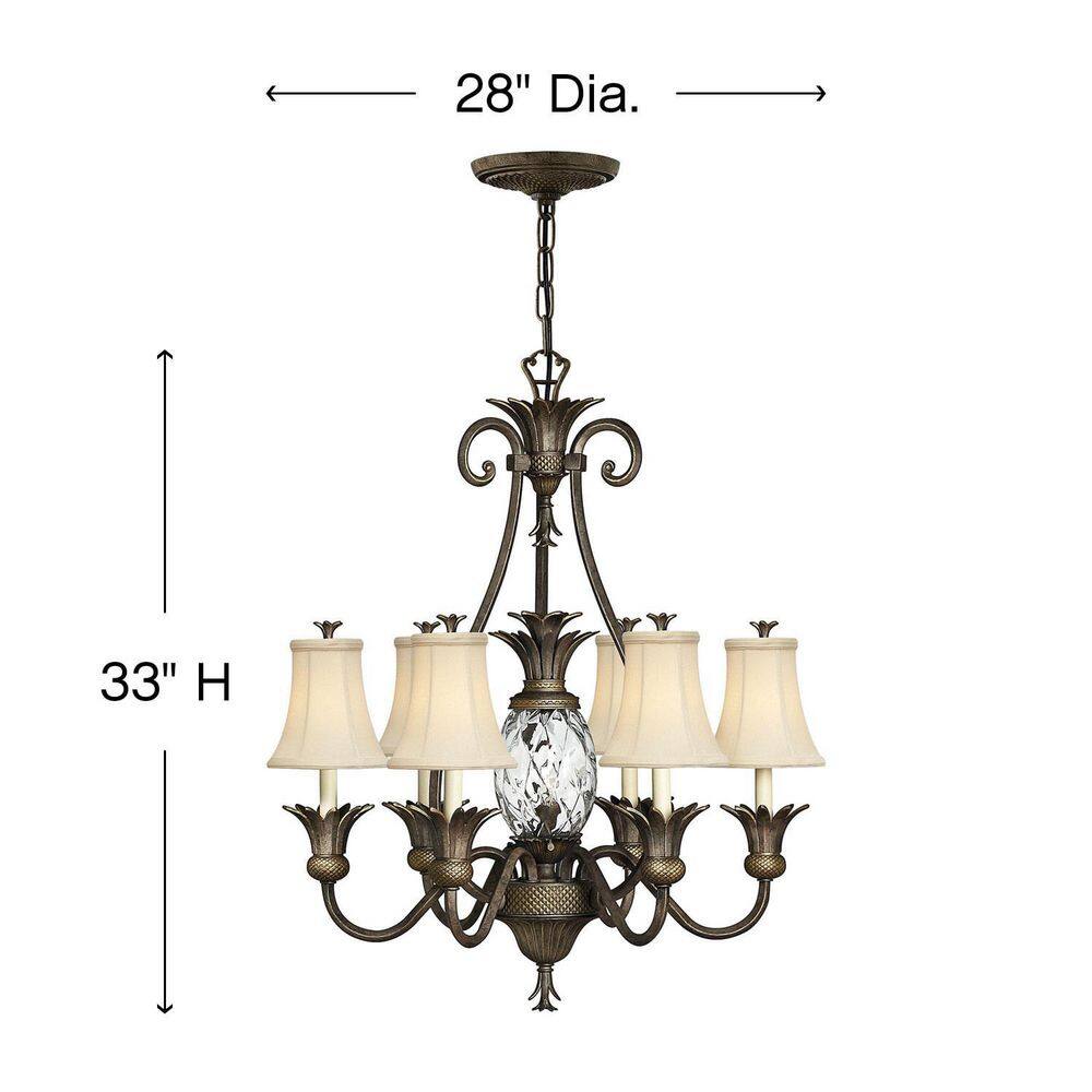 Pearl Bronze 7-Light Chandelier with Ivory Silk Shades