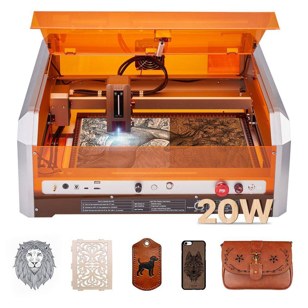 Laser Engraver, 20 W 15.7 x 15.7 in. Laser Engraving and Cutting Machine for Wood, Leather, Glass, Paper price history on PriceWatchPro
