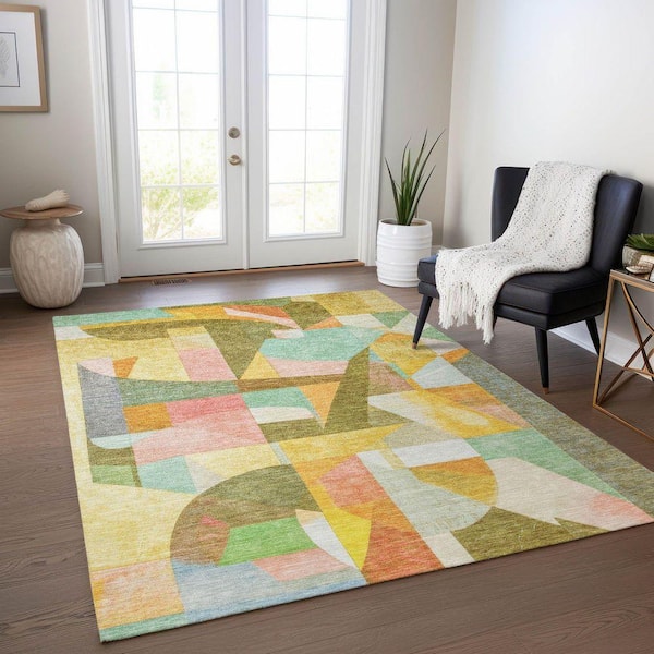 Chantille Machine Washable Indoor/Outdoor Abstract ACN1757 Wheat 5 ft. x 7 ft. 6 in. Area Rug