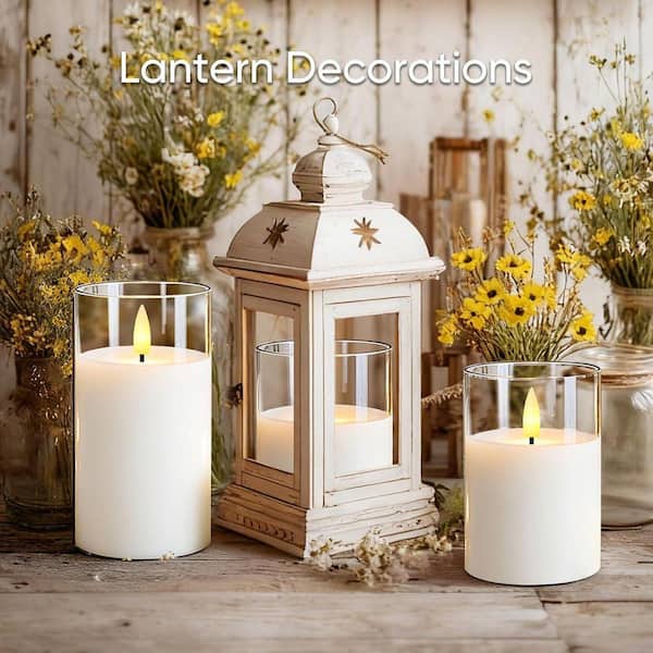 White Flameless Battery Operated Candles Set of 3, LED Candles