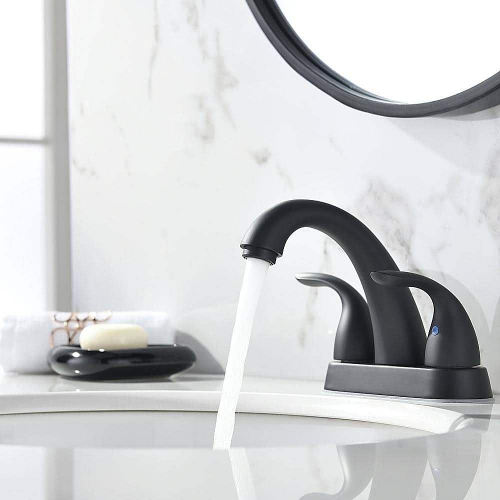 Matte Black Stainless Steel Centerset Bathroom Faucet with Drain