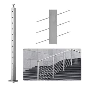 Cable Railing Post 42 in. L x 2 in. W x 2 in. H 30° Angled Hole Stair Railing Post SUS304 Stainless Steel Rail Post