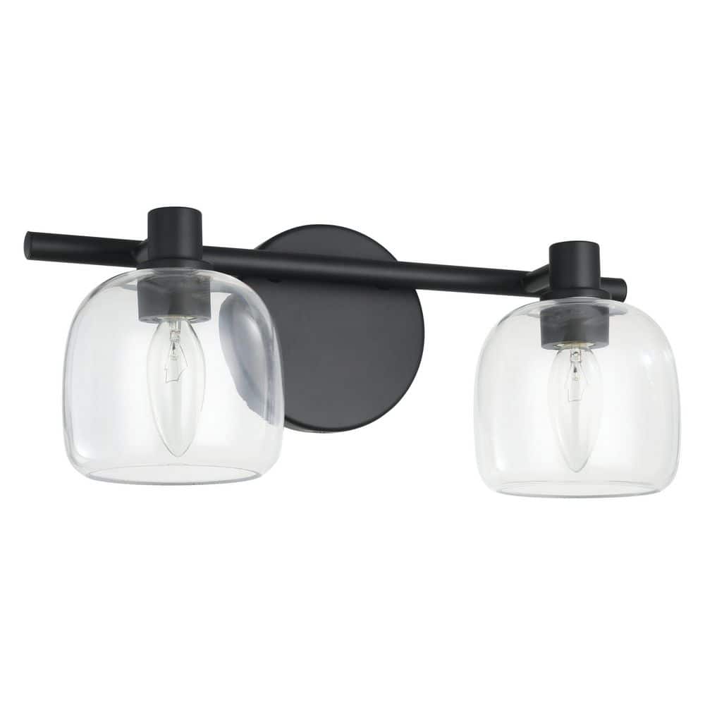 Valentina 15-in. 2-light Matte Black Vanity Light with Clear Glass Shades price history on PriceWatchPro