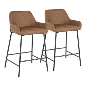 Daniella 24 in. Espresso Faux Leather Industrial Counter Stool (Set of 2)