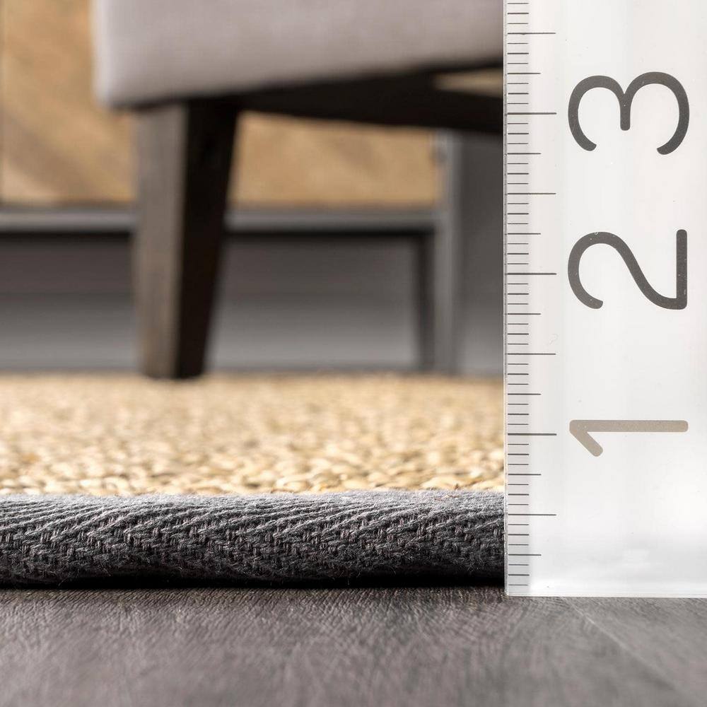Dark Gray Seagrass Herringbone 8' x 10' Reversible Area Rug