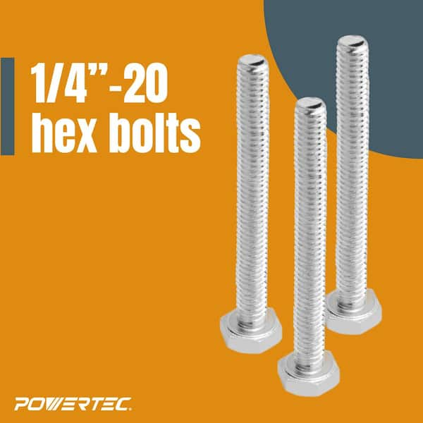 POWERTEC Hex Bolt Knob Kits, Suitable for Use with 1/4 in. and