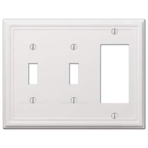 Ascher 3 Gang 2-Toggle and 1-Rocker Steel Wall Plate - White
