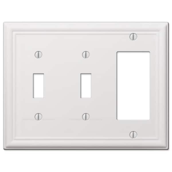 AMERELLE Ascher 3 Gang 2-Toggle and 1-Rocker Steel Wall Plate - White
