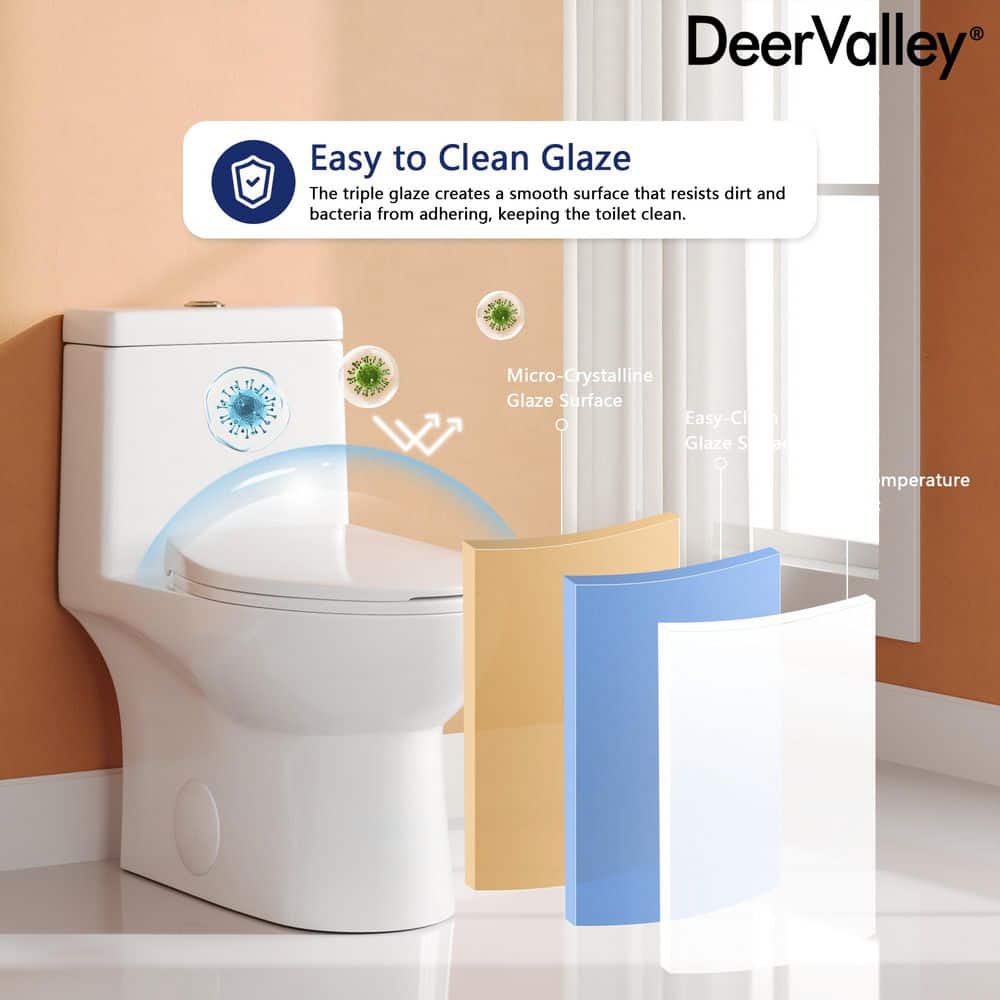 White Ceramic Elongated Dual Flush One-Piece Toilet