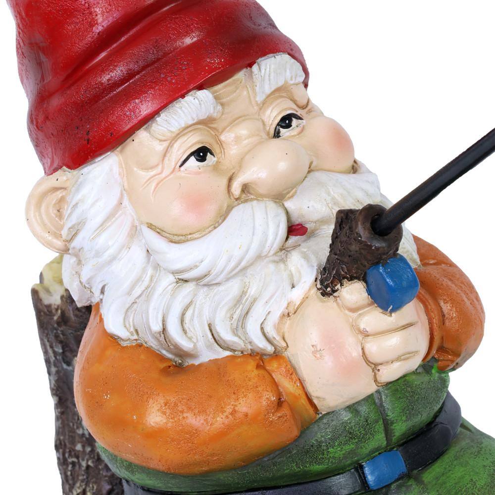 Fishing Frank Garden Gnome Statue with Red Hat