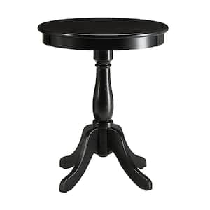 Alger 18 in. Black Round Wood End Table with Pedestal Base and Curved Feet