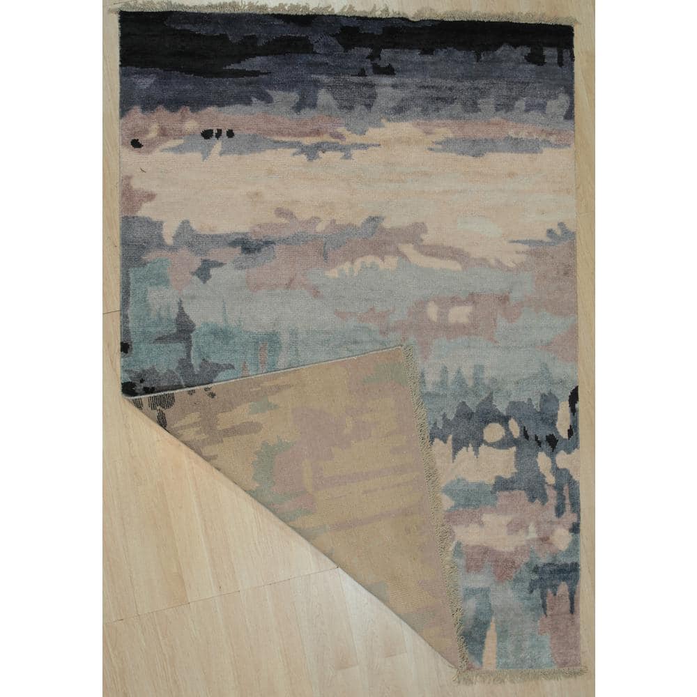 Elysian Fields Hand-Knotted Wool & Silk Rug, 6' x 9', Blue/Gray