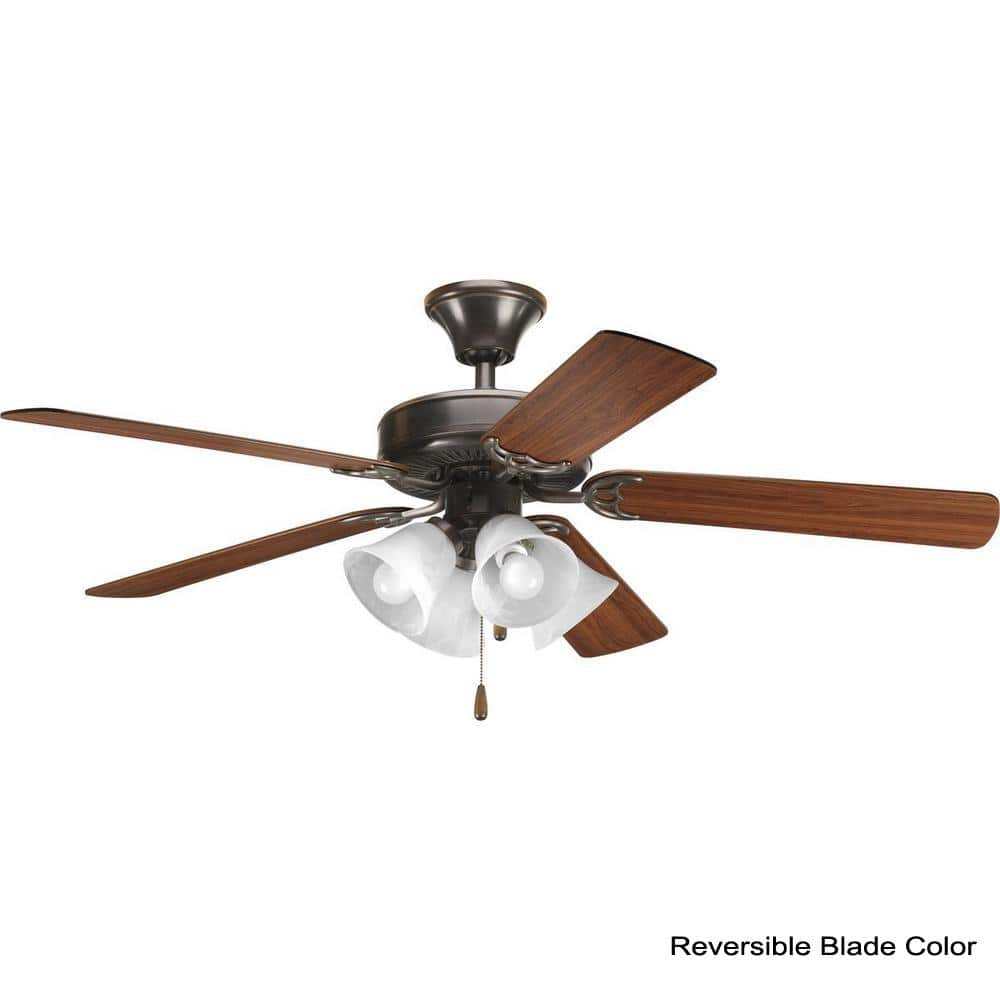 52" Antique Bronze Ceiling Fan with Reversible Cherry Walnut Blades