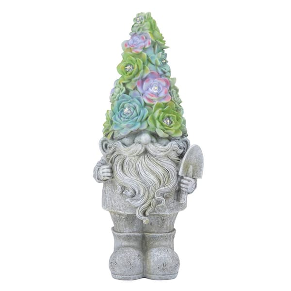 MUMTOP Gnome Garden Statues with Solar Lights, Gnome Holding Spade Statues for Garden, Lawn, Patio Decoration