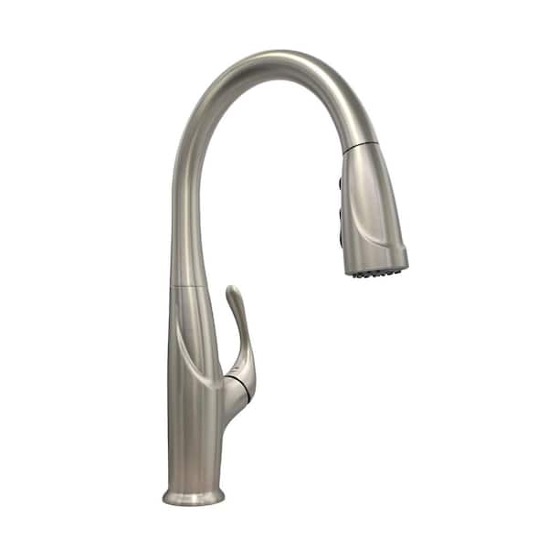 Kauai 1-Handle Pull Down Sprayer Kitchen Faucet in Brushed Nickel