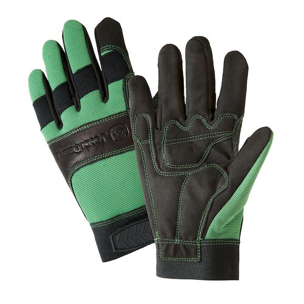 John Deere Men's Large Cowhide Leather Black Work Glove - Power