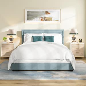 Wood bed deals with white nightstands