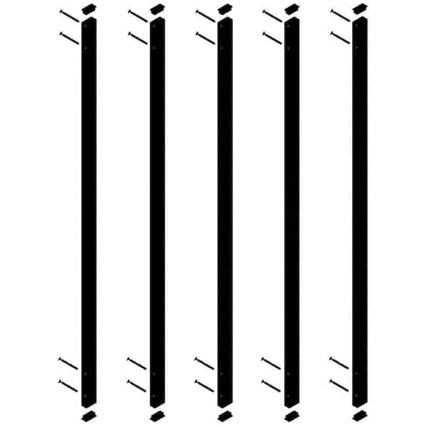 Pegatha 38-1/4 in. x 1 in. Black Aluminum Face Mount Rectangular Deck Railing Baluster (5-Pack)