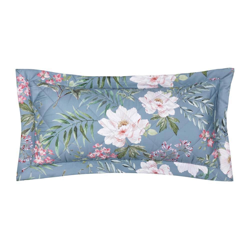 Selma Blue Cotton Quilted Boudoir Decorative Throw Pillow