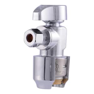 Max 1/2 in. Push-to-Connect x 1/4 in. O.D. Compression Chrome-Plated Brass Quarter-Turn Angle Stop Valve