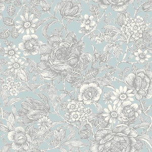 Hedgerow Light Blue Floral Trails Peelable Roll (Covers 56.4 sq. ft.)