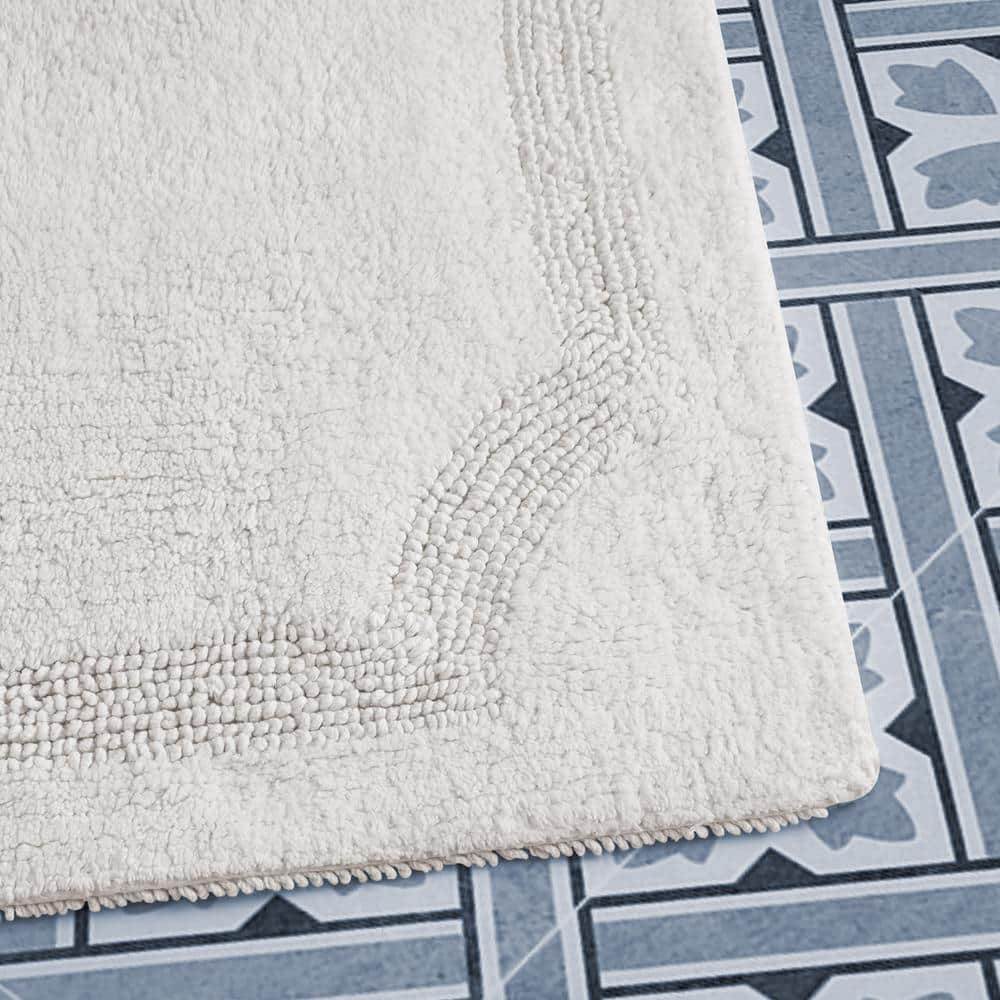 Ivory Reversible Cotton Bath Rug Set of 2