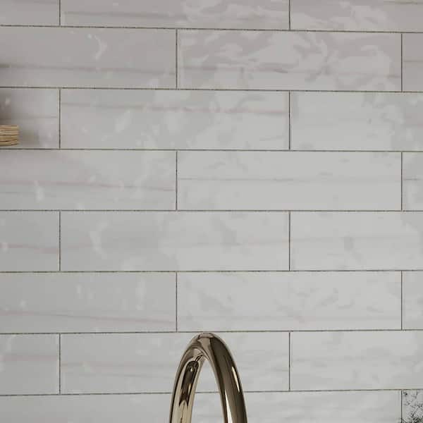CRUZ BAY STUDIO Alpine 3 in. x 12 in. Glazed Blanc Gloss Ceramic Subway Wall Tile (5.28 sq. ft./Case)