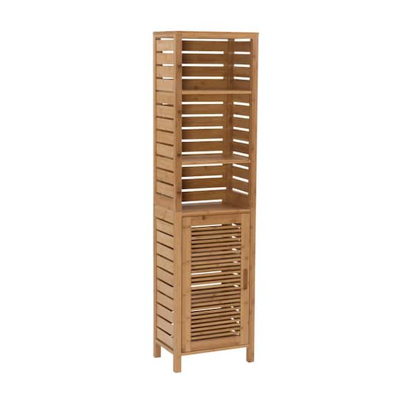 Linon Home Decor Brecken 16.13 in. W x 11 in. D x 61.75 in. H Bamboo Free-Standing Wall Cabinet in Natural