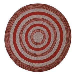 Newport Braid Collection Barn Red 72" Round 100% Polypropylene Reversible Area Rug