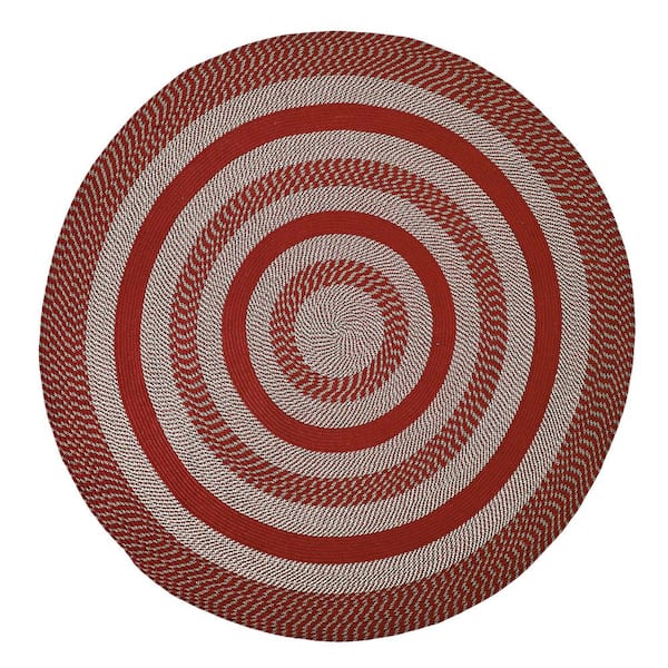 Newport Braid Collection Barn Red 72" Round 100% Polypropylene Reversible Area Rug