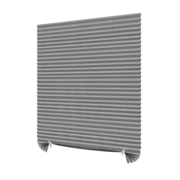 Grey Cordless No-Drill Cut-to-Size Fabric Pleated Shades for Windows - 24 in. W x 71 in. L