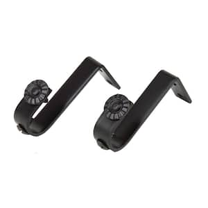 Black Metal Single 3 in. Projection Curtain Rod Bracket (Set of 2)