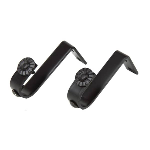 Rod Desyne Black Metal Single 3 in. Projection Curtain Rod Bracket (Set of 2)