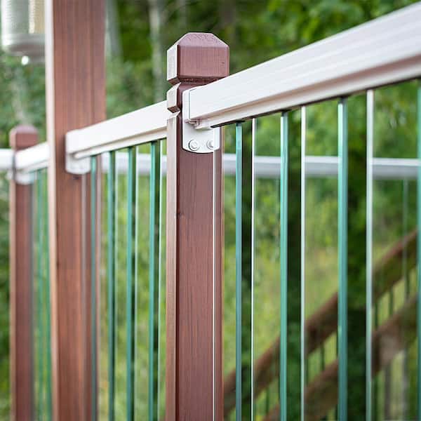 2 in. H x 3 in. W White Aluminum Deck Railing Wall Mount Bracket Kit for 36 in. high system