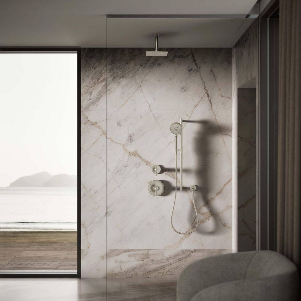 Vibrant Brushed Nickel Square Ceiling Mounted Rain Showerhead