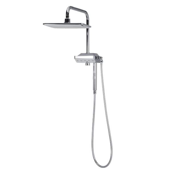PULSE Showerspas 12 in. 3-Spray 1.8 GPM Dual Wall Mounted, Shower Head and Handheld Shower Head in Chrome