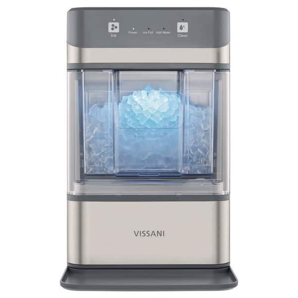 Vissani Countertop Portable Nugget Ice Maker in Stainless Steel with Automatic Cleaning Function