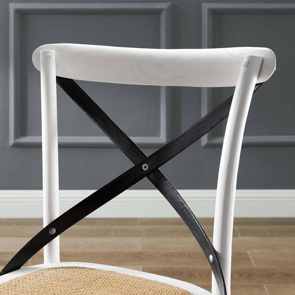 White and Black Cross Back Wood Dining Chair